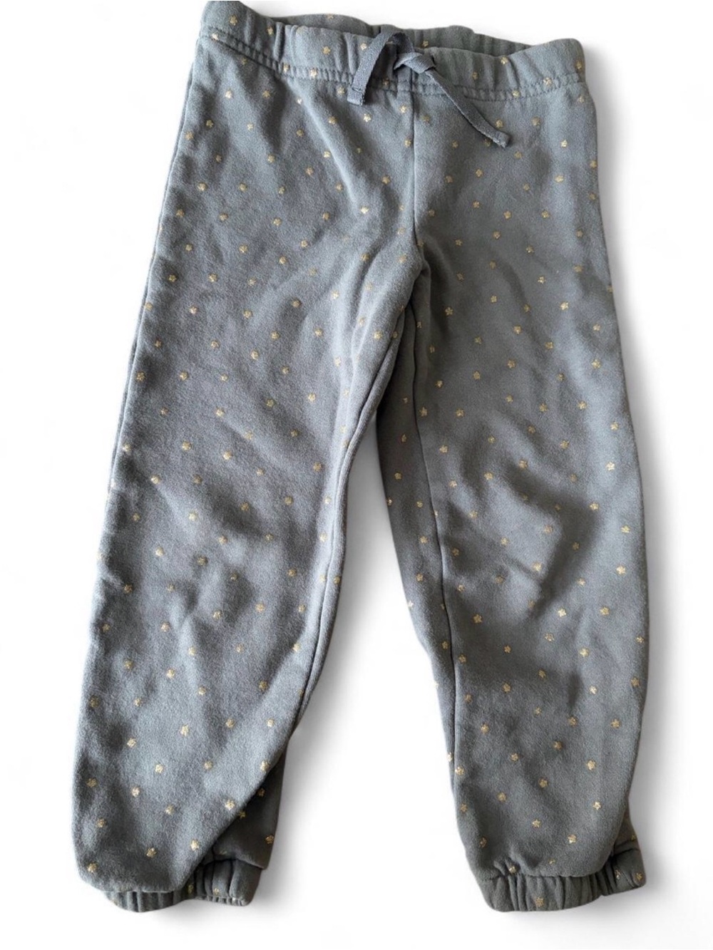 5T little girls joggers sweatpants gray with gold sparkly stars dots